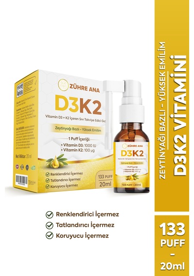 Vitamin D3&k2 İçeren Sıvı Takviye Sprey 20 ML