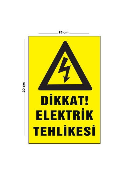 Lucena Metal Dikkat Elektrik Tehlikesi 15 Cm X 20 Cm Uyarı Levhası Yönlendirme Tabelası