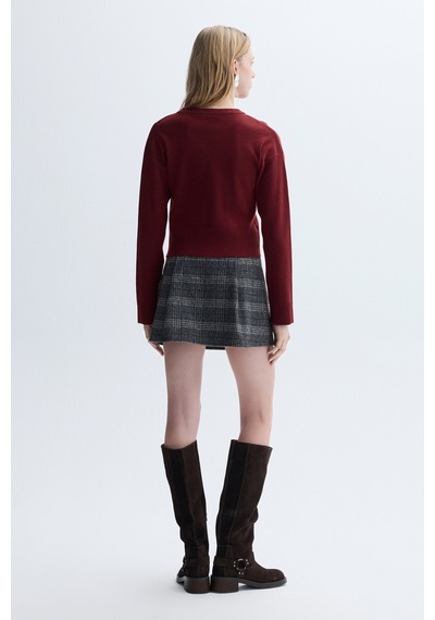 Mudo Kadın Kadın Bordo Loose Fit Bisiklet Yaka Kazak 1263228