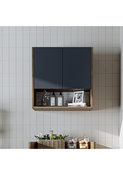 Çamaşır Kurutma Makinesi Dolabı Kapaklı Üst Dolabı Banyo Dolabı Atlantik Çam - Antrasit