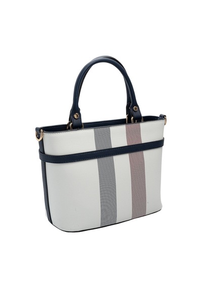 Silver & Polo Silver Polo Beyaz - Lacivert Ekose Kadın El Çantası Sp1283