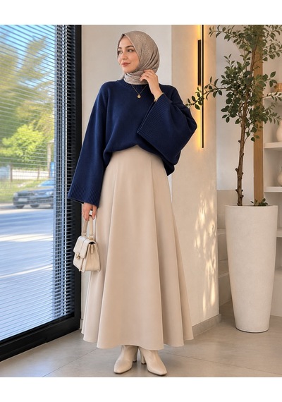 Unika Boutique Kadın Yarasa Kol Oversize Triko Kazak Lacivert