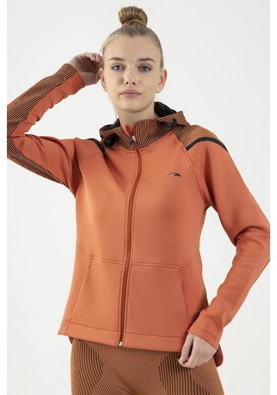 Maraton Active Slimfit Kadın Kapşonlu Uzun Kol Spor Bakır Tracktop 815015-bakır