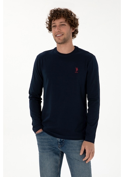 U.S. Polo Assn. Erkek Slim Fit Bisiklet Yaka Lacivert Basic Sweatshirt 50307762-VR033 U.S. Polo Assn. Erkek Slim Fit Bisiklet Yaka Lacivert Basic Sweatshirt 50307762-VR033