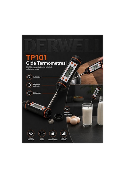 Yeni 2026 Tp101 Profesyonel Mutfak Tipi Saplama Derece Dijital Likit Gıda Sıcaklık Ölçer Paslanmaz Çelik Uzun Problu Şef Isı Ölçüm Cihazı Lcd Göstergeli Çikolata Şerbet Yağ Ölçen Akıllı Termometre
