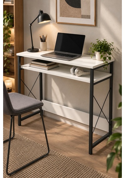 Sulorahome Beyaz Suntalam Çalışma Masası Ve Bilgisayar Masası 90 Cm