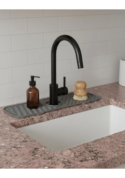 Silikon Lavabo Matı, Mutfak Ve Banyo Evye Çevresi Organizeri, Gri