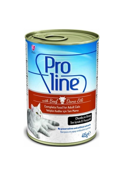 Pro Line Biftekli Et Parçacıklı Kedi Konservesi 12 x 415 G