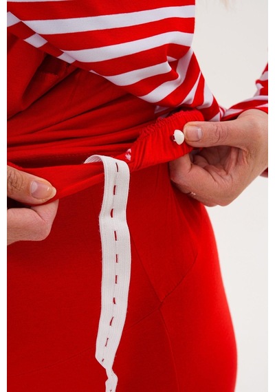 Mecit Pijama Mecit 6303 Kırmızı Likralı Spor Hamile Lohusa Pijama Takımı