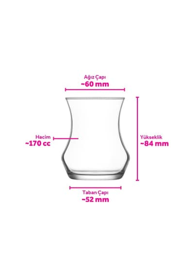 Lav Eda Cam Çay Bardağı 6 Kişilik 170 ml