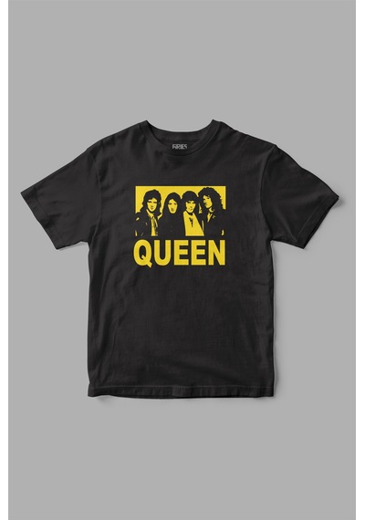 Queen Müzik Grubu Baskılı Tişört Siyah
