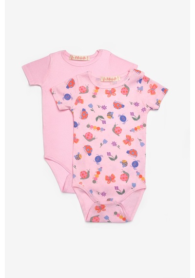 Le Mabelle Pembe Çiçek Desenli İkili Kız Bebek Zıbın Set - Zoe Pembe