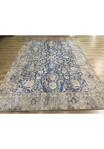 Çam Halı Anatolia 32-045 Etnik Eskitme Desenli Dokuma Tabanlı Yıkanabilir Şönil Salon Ve Oda Halısı Lacivert