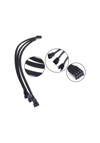 5353 3'lü Fan Çoklayıcı 3 Port Y Pwm 4 Pin Splitter Çoklayıcı Switch Örgülü Kablosu 5353-3'lü