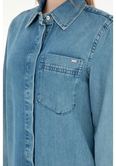 U.S. Polo Assn.  Kadın Mavi Mini Boy Jean Elbise 50289334-DN0022