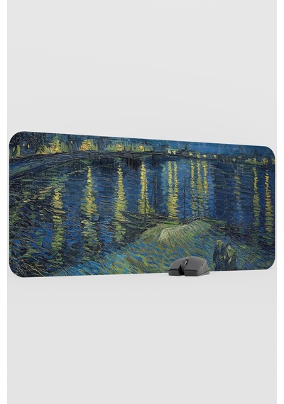 Van Gogh Ren Nehrinde Yıldızlı Gece V5 90x40 Xxl Gaming Kauçuk Kaymaz Taban Mouse Pad Fare Altlığı