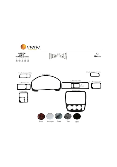 Meriç® Honda Cr-V 4X4 Ön Torpido Kaplama 9 Parça 1997-2002 (530156399)