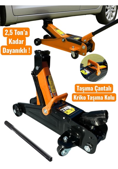 Schmıtzer Sch-a3ylt 2,5 Ton A Kadar Dayanıklı Çelik Araba Kaldırma Oto Krikosu Çantalı Tekerlekli Hidrolik Timsah Kriko
