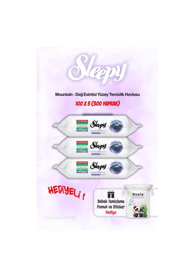 Sleepy 3 Paket Mountain Dağ Esintisi Islak Havlusu Ve Rosıe Tekli