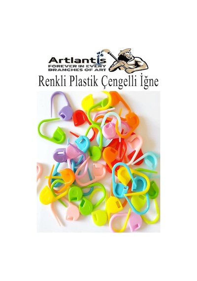 Plastik Çengelli İğne 100 Lü 1 Paket Örgü Ayracı Renkli Oval Çengelli İğne Klips İlmek Sabitleyici Belirleyici İp Tutucu