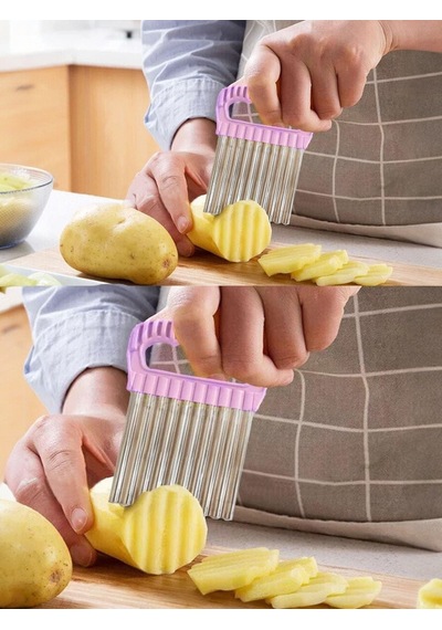 Pratik Şeklilli Patates Sebze Dilimleyici Çok Renkli