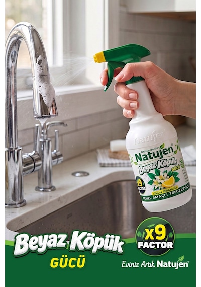 Natujen Genel Amaçlı Temizleyici Beyaz Köpük Gücü Limon Ferahlığı X9 Factor 1000 Ml.