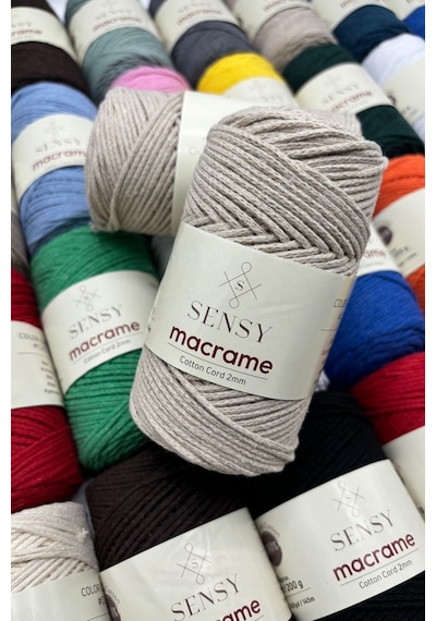 Premium Koton Pamuk Makrome İpi 2mm Cotton Zincir Makrome Çanta İpi Supla İpi Koton İp Sütlü Kahve