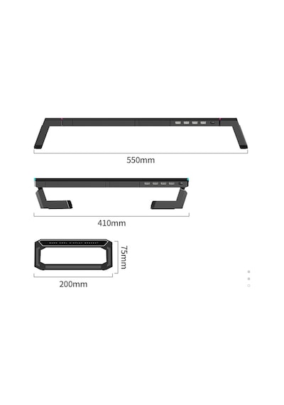 Techtic Bilgisayar Monitör Yükseltici Laptop Sehpası Rgb 4 Usb