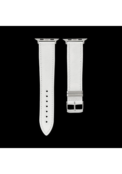 Goldoni Apple Watch Uyumlu Beyaz İnce Gerçek Deri Kordonu Metal Köprülü