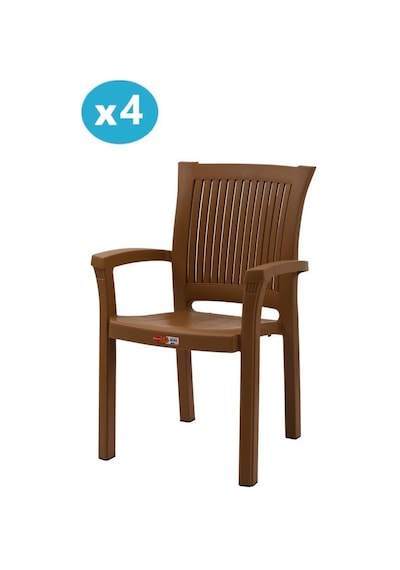 Omnipazar Sy-2515 Elite Plastik Bahçe Koltuk Sandalye 4'lü Set Kahverengi