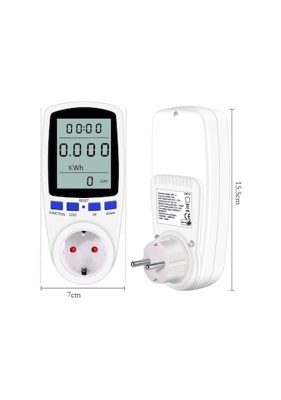 Wattmetre Priz Tipi 16a 3680w Enerji Sarfiyat Ölçer Tüketim Ölçer Akım Korumalı