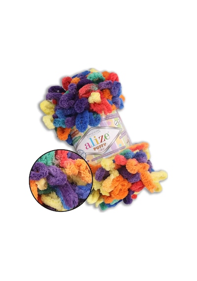 5 Adet Puffy Color El Örgü Ipi 5'li Paket 6511 100 Gr 9 M Örgü Ipi Battaniye Panduf Atkı Hırka Ipi