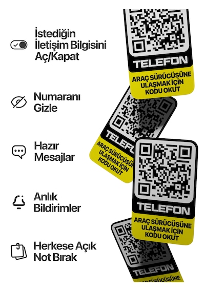 2'li Paket - Motosiklet Numaratörü - Dıştan Yapıştırma - Qr Kodlu Numaratör Dikey Etiket Sarı - Siyah