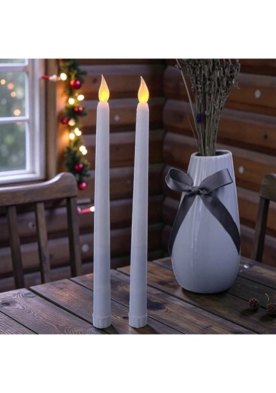 2 Adet Led Işıklı 27 Cm Uzun Şamdan Mumu Gün Işığı Led Işıklı Şamdan Mumu Led Işıklı Mum Pilli Mum Gün Işığı