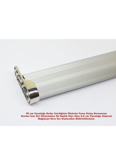 Gardırop Elbise Askı Borusu Alüminyum Dolap Borusu Oval 1 Adet 50 Cm Ve 2 Adet Boru Başlığı Dolap İç