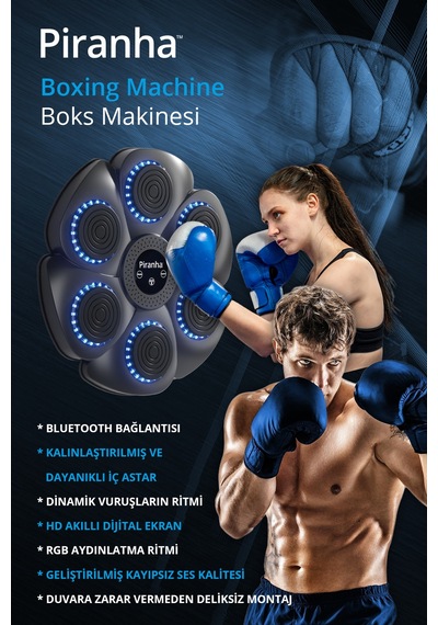 T 227 Refleks Geliştirici Boks Eğitim Makinesi Bluetooth Rgb Işıklı Müzikli Eldiven Hediye
