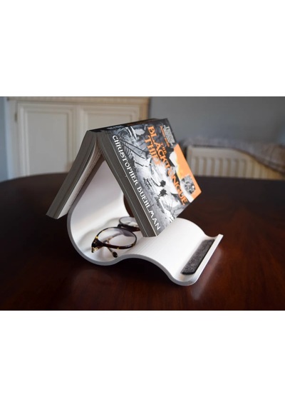 3d Baskı Kavisli Kitap Ve Kindle Standı Okuma İstasyonu Dalgalı Kitap Tutucu Okuma Standı Beyaz