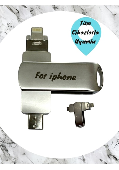 Apple Uyumlu iPhone Flash Bellek İos 128 Gb Otg Usb Type C Disk Pc