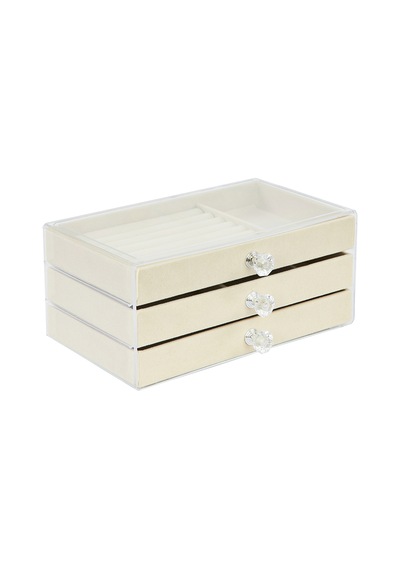 Modern 3 Çekmeceli Takı Mücevher Kutusu Organizer Düzenleyici Beyaz