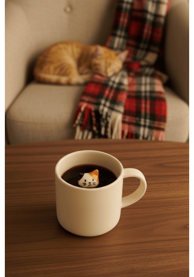 Kedi Figürlü 250 Ml Seramik Çay Kahve Kupası Mıt1270 Beyaz