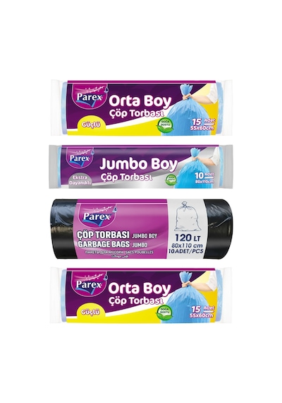 Çöp Torbası Jumbo Boy Ve Orta Boy Dörtlü Paket