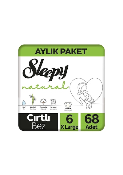 Sleepy Natural Aylık Paket Bebek Bezi 6 Numara Xlarge 68 Adet