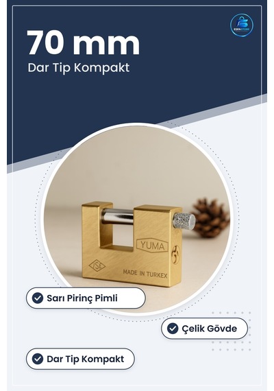 Kayar Milli Kilit Dar Tip Sarı Pirinç Pimli 70 Mm Çelik Gövde Sür