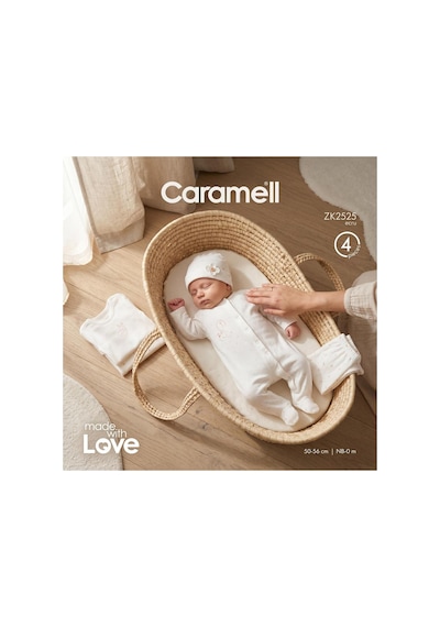 Altıntaş Baby Caramell Özel Kutusunda Love Bunny Tulumlu 4'lü Set Zk2525 Ekru Ekru
