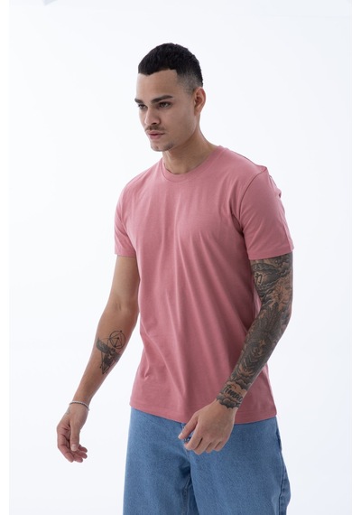 Erkek Pamuklu Kumaş Regular Fit Kesim Bisiklet Yaka T-shirt