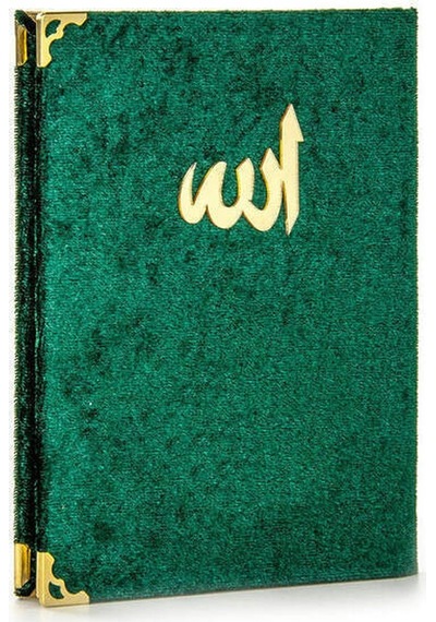 10 Adet - Kadife Kaplı Yasin Kitabı - Çanta Boy - Yeşil