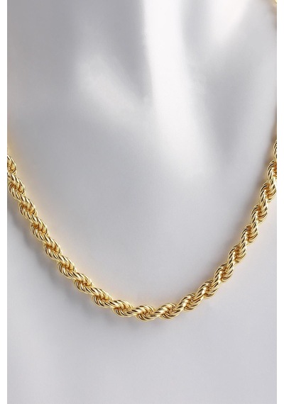 Omar Silver Unisex Halat Gold Altın Kaplama Gümüş Zincir 5 Mm Elm