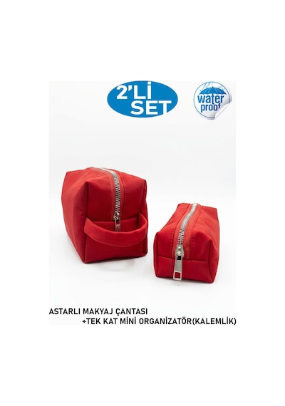 2li Set Makyaj Çantası Ve Kalemlik,mini Organizatör Su Geçirmez Tek Gözlü