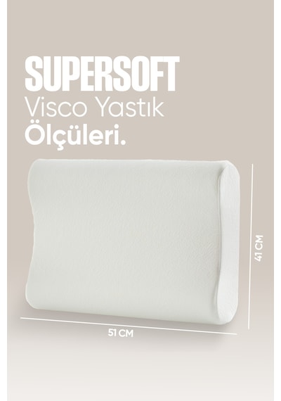 Çift Taraflı Visko Boyun Destek Yastığı - Ortopedik Anti Stres Visco Yastık - Süper Soft Beyaz