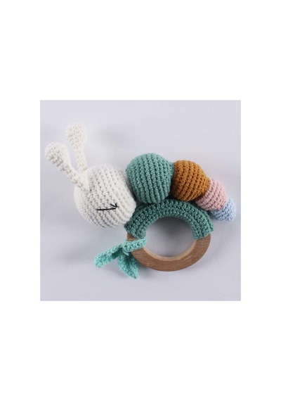 Amigurumi Renkli Tırtıllı Çıngıraklı Diş Kaşıyıcı Çok Renkli